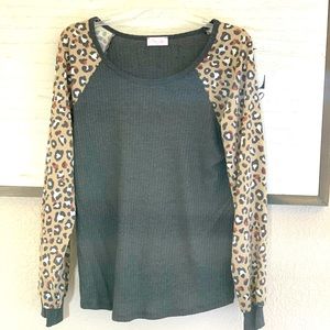 Long sleeve waffle shirt